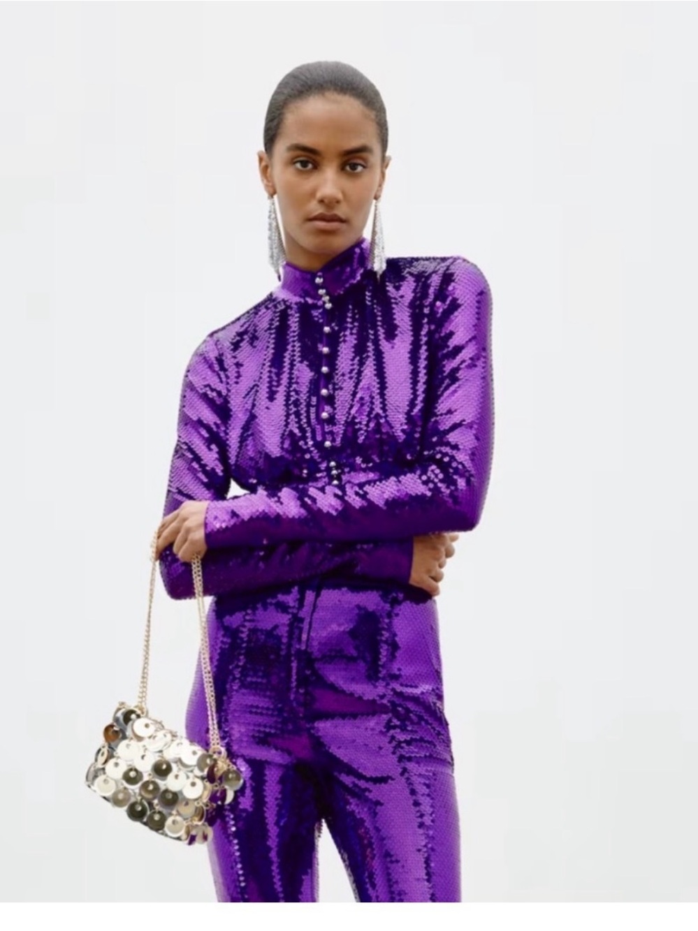 Paco Rabanne Purple Sequin pant set